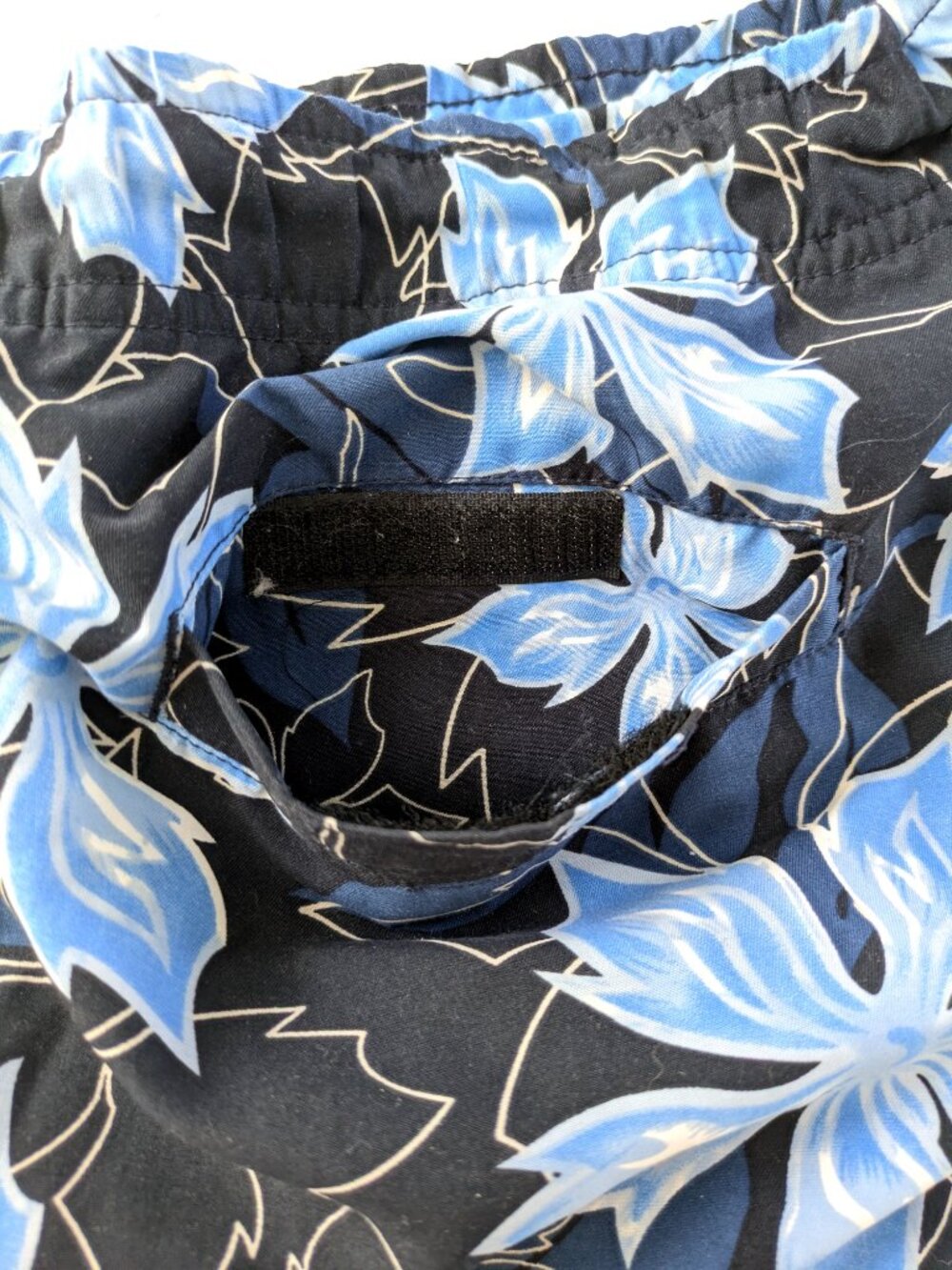 Blue Hawaiian Swim Trunks - Men's XL - Blue Consensus Floral Swimsuit Shorts - Picture 5 of 6
